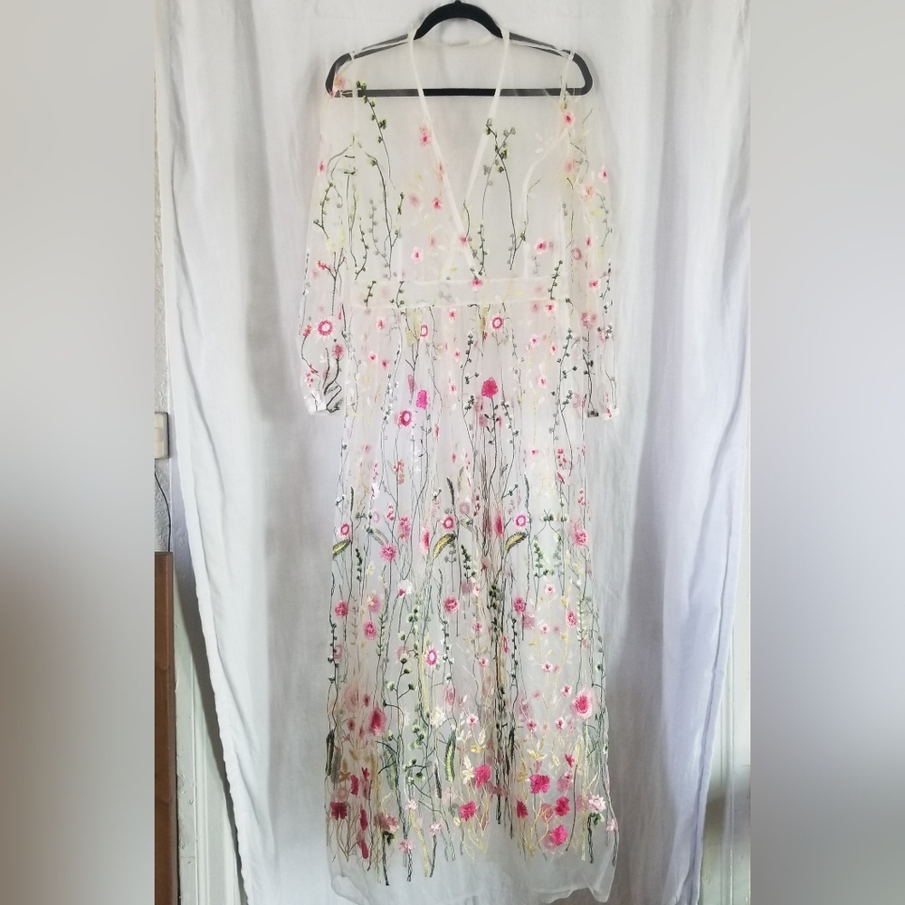 Impulsive | Floral Embroidered Sheer Dress